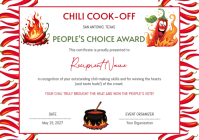 White Chili Cook-Off Certificate A4 Template