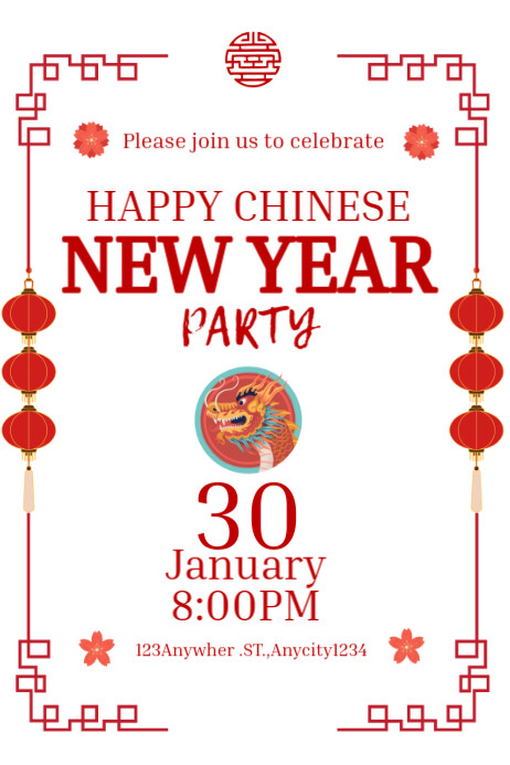 Copy of White Joyful Chinese New Year Poster | PosterMyWall