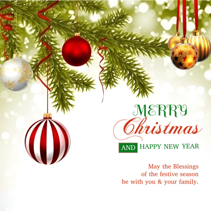 White Joyful Christmas And New Year Card Instagram Post template