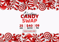 White Joyful Christmas Candy Swap Postcard template