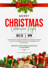 White Joyful Christmas Celebration Night A6 template