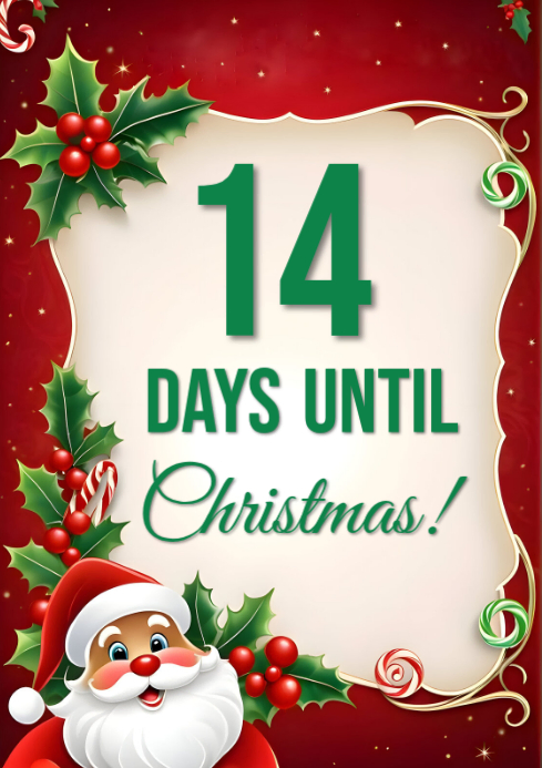 White Joyful Christmas Countdown Design A4 Template | PosterMyWall