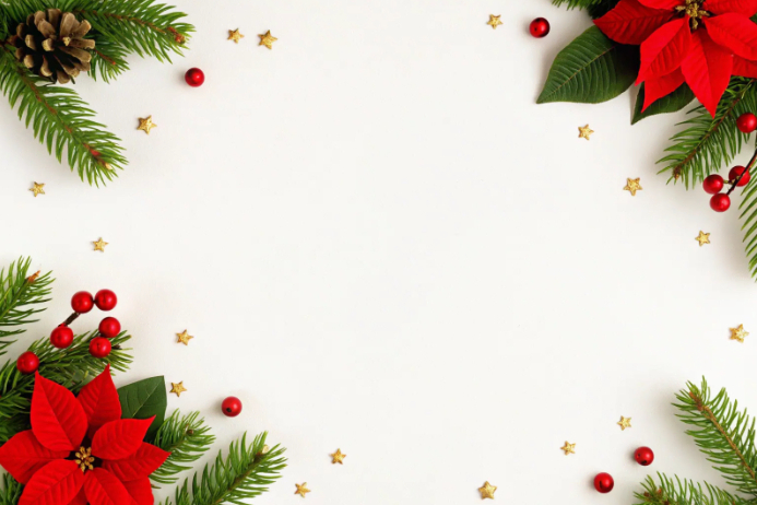 White Joyful Christmas Floral Border Frame Poster Template | PosterMyWall