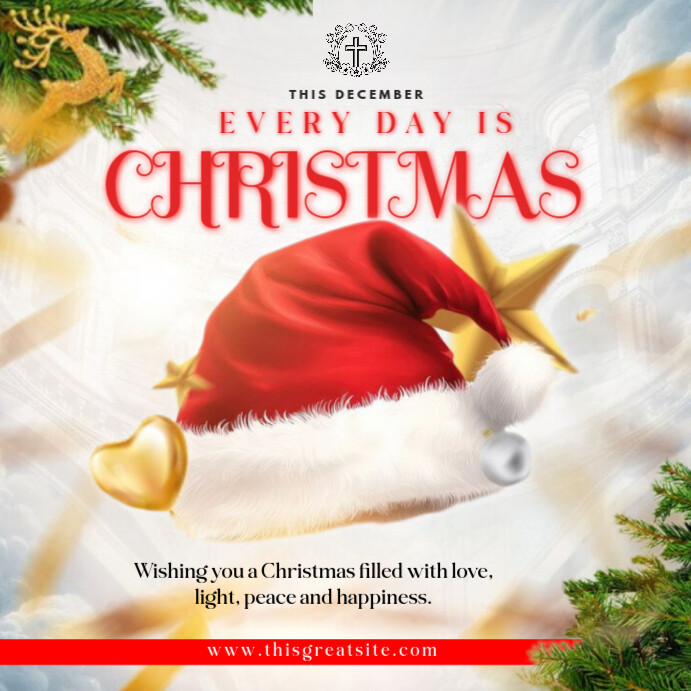 White Joyful Christmas Greeting Instagram Post Template | PosterMyWall