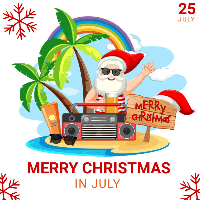 Plantilla de White Joyful Christmas In July Instagram Post | PosterMyWall