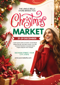 สีขาว Christmas Market A4 Template