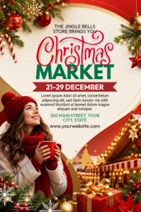 White Christmas Market Event Poster Template