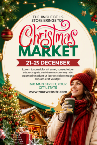Белый Christmas Market Плакат Template
