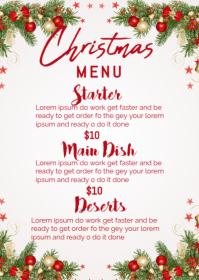 White Joyful Christmas  Menu A6 template