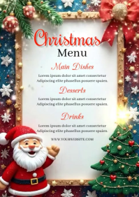 White Joyful  Christmas Menu Template Instagram A4