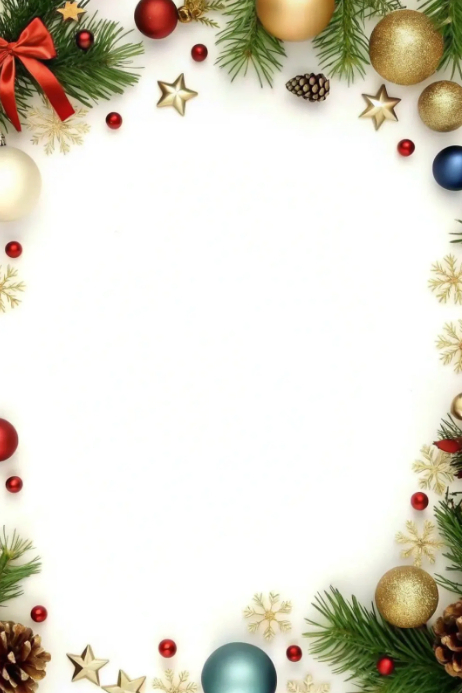 Plantilla de White Joyful Christmas Ornaments Frame Poster | PosterMyWall