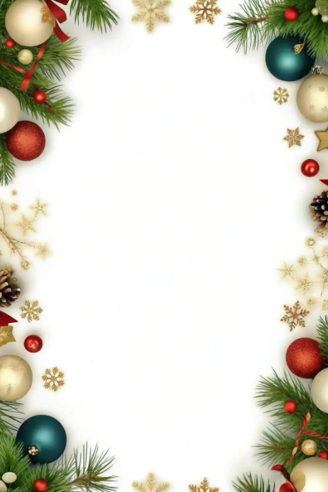 Plantilla de White Joyful Christmas Ornaments Frame Poster | PosterMyWall