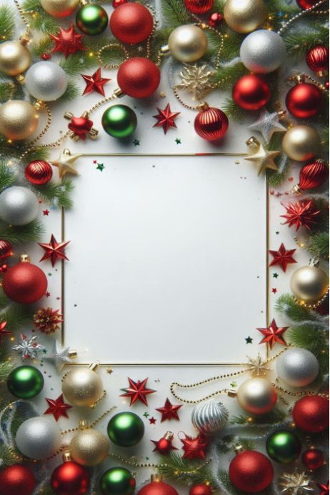 Plantilla de White Joyful Christmas Ornaments Poster | PosterMyWall