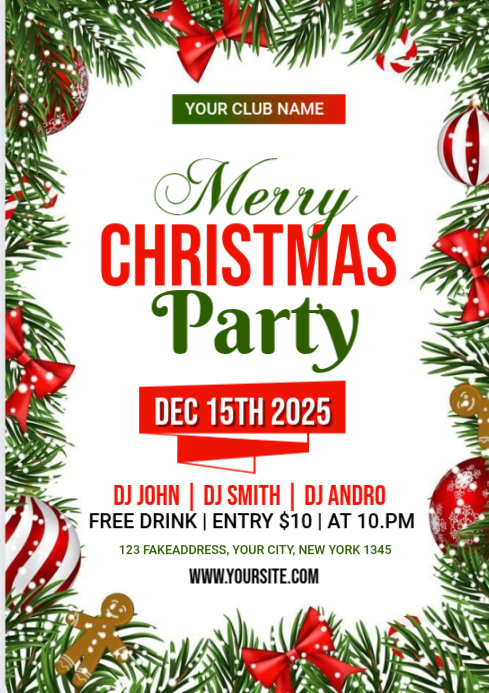 White Joyful Christmas Party A3 Template | PosterMyWall