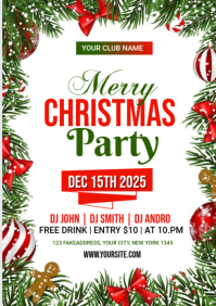 White Joyful Christmas Party A3 template