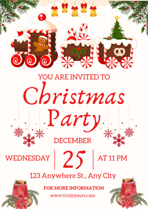 White Joyful Christmas Party A4 Template | PosterMyWall