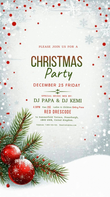 White Joyful Christmas Party Invitation Whatsapp Status Template ...