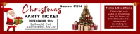 White Joyful Christmas Party Ticket Banner 2' × 8' template