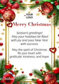 White Joyful christmas Quote A2 template