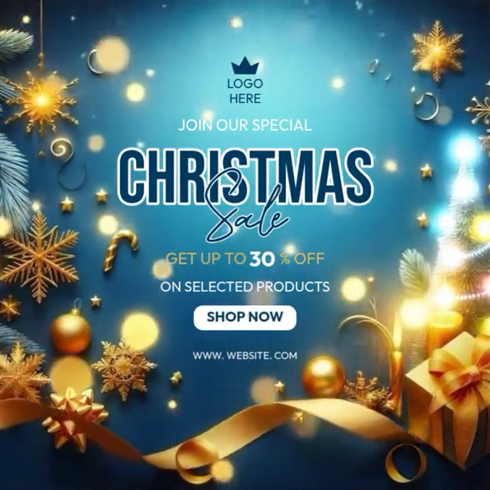 White Joyful Christmas Sale Instagram Post Template | PosterMyWall