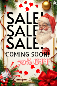 White Joyful Christmas Sale Poster template
