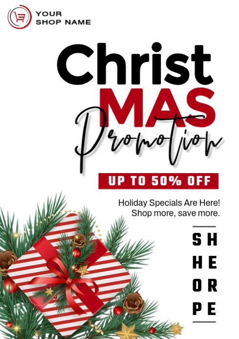 White Joyful Christmas Shop Sales A4 template