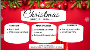 สีขาว Christmas Menu Digitalt display Template