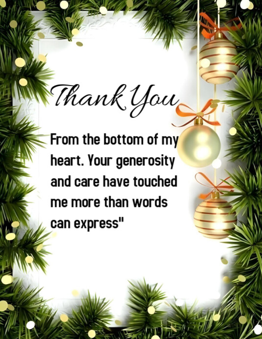 White Joyful Christmas Thank You Card Flyer (us Letter) Template ...