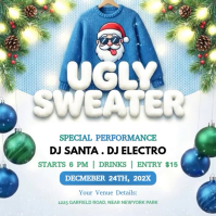 White Joyful Christmas Ugly Sweater Party Instagram Post template