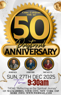 White Joyful Church Anniversary Templates Half Page Wide