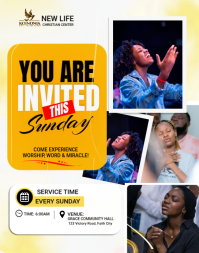 White Church Service Invitation Cartaz/placa Template