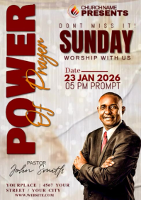 White Joyful Church Sunday Service A1 template