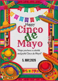 白色 Cinco de Mayo Celebration A6 Template