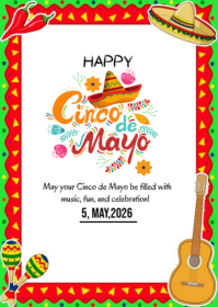 白色 Cinco de Mayo Celebration A6 Template
