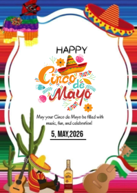 白色 Cinco de Mayo Celebration A6 Template