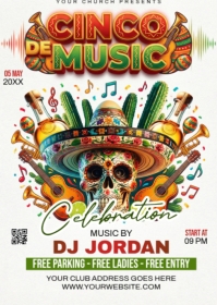 White Joyful Cinco de Mayo Celebration A6 template