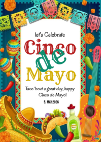 白色 Cinco de Mayo Celebration A6 Template