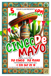 White Joyful Cinco de Mayo Celebration Banner 4' × 6' template
