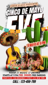 Белый Cinco de Mayo Celebration Ekran reklamowy Template