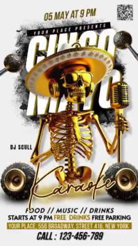 White Joyful Cinco de Mayo Celebration Digital Display Video งานแสดงผลงานแบบดิจิทัล (9:16) template