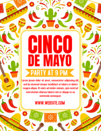 White Joyful Cinco de Mayo Celebration Flyer Løbeseddel (US Letter) template