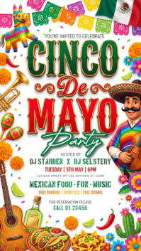 White Joyful Cinco de Mayo Celebration Instagram Story Video Indaba yaku-Instagram template