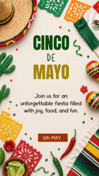 White Joyful Cinco de Mayo Celebration Instagram Story template