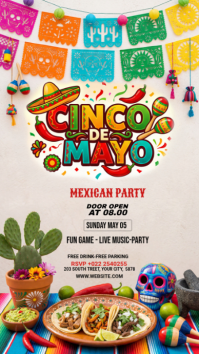 White Joyful Cinco de Mayo Celebration Instagram Story template