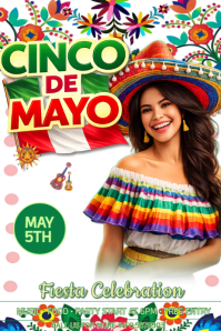 White Cinco de Mayo Celebration Poster Template