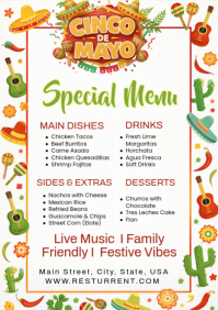White Joyful Cinco de Mayo Menu A1 template