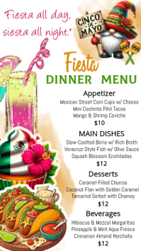 White Joyful Cinco de Mayo Menu Digital Display template