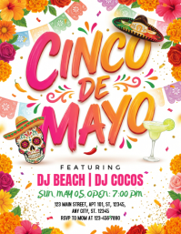 White Joyful Cinco de Mayo Party Flyer template