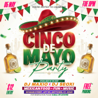 White Joyful Cinco de Mayo Party Square Квадрат (1 : 1) template