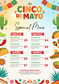 White Joyful Cinco de Mayo Special Menu A4 template
